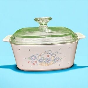 Vintage Corning Ware Blue‎ Ribbon Casserole Dish Glass Lid 1.5 Liter